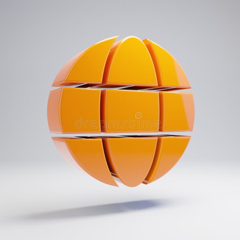 Volumetric glossy hot orange Globe icon isolated on white background royalty free illustration Volumetric glossy hot orange Globe icon isolated on white background royalty free illustration