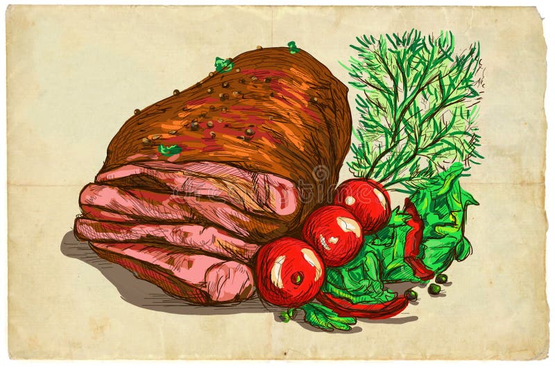 Vom Reihenlebensmittel: Rindfleisch-Steak stock abbildung