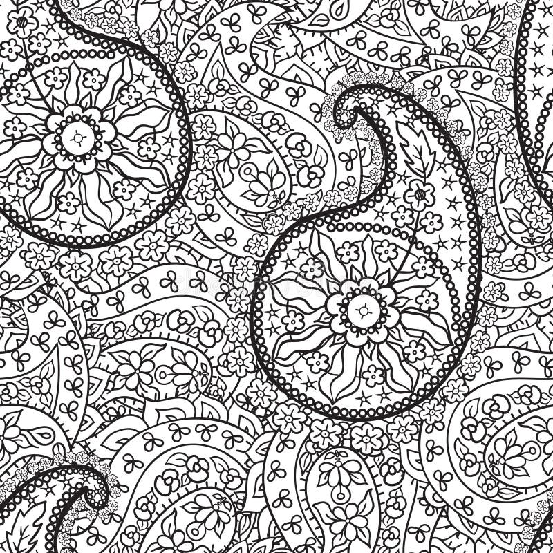 Von Hand gezeichnetes Hennastrauch Mehndi-Zusammenfassungsmuster. lizenzfreie abbildung