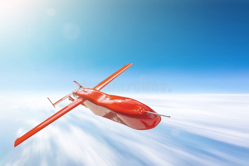 Voo militar 2não pilotado sobre o sol do cloudscape brilhante, velocidade do zangão do borrão de movimento ilustração stock Voo militar 2não pilotado sobre o sol do cloudscape brilhante, velocidade do zangão do borrão de movimento ilustração stock