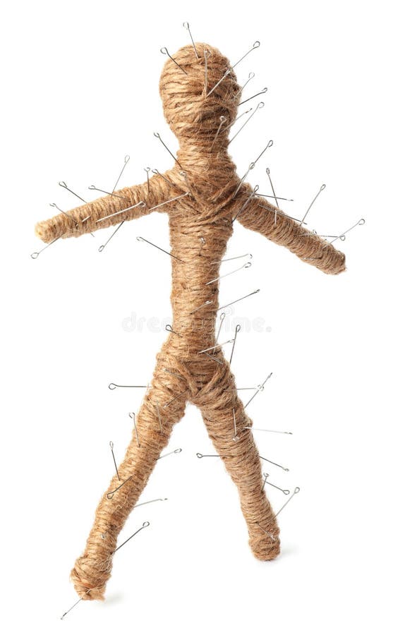 Voodoo Doll with Pins Isolated on White Stock Photo Image of