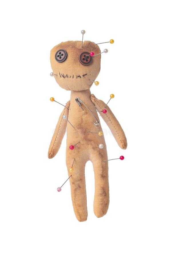 Voodoo Doll with Pins Isolated on White Stock Photo Image of