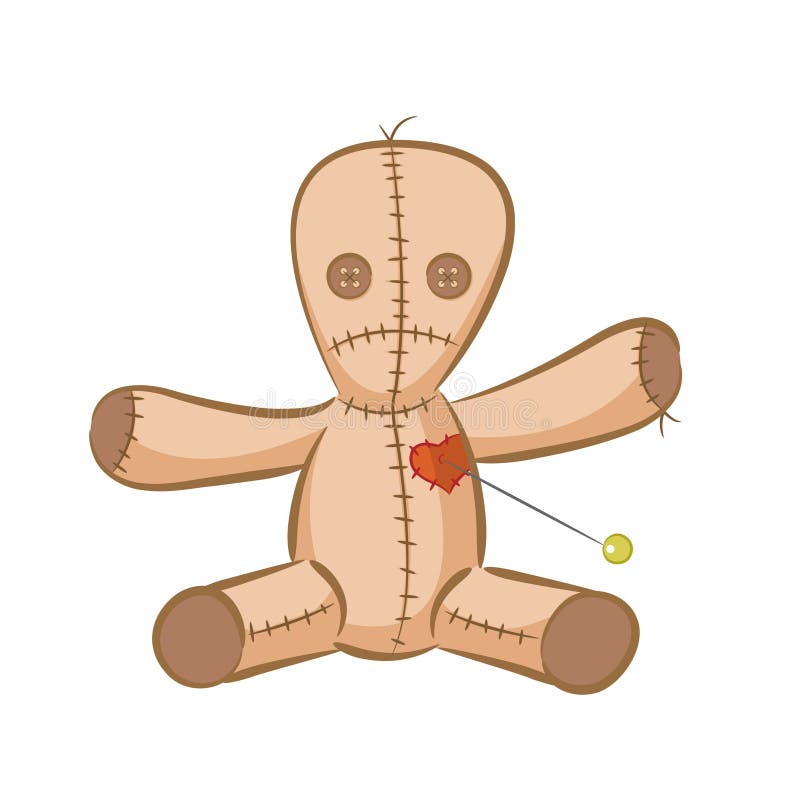 Voodoo Doll Toy Cartoon Character Stock Vector - Illustration of burlap