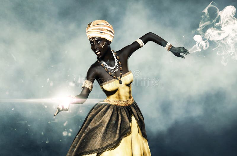 Voodoo queen or Lady shaman stock illustration