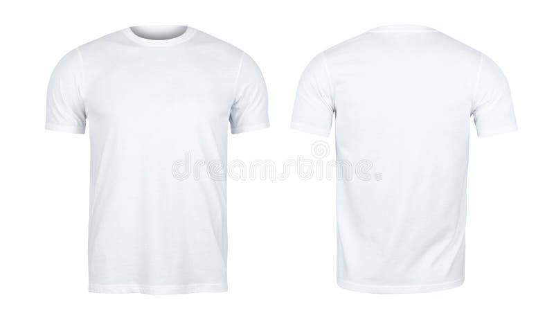 Vorder- und Rückseite der weißen T-Shirts als Designvorlage lizenzfreie stockfotos