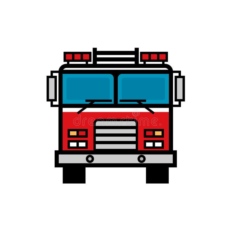 Vorderansicht des Firetruck füllte Entwurfsikone stock abbildung