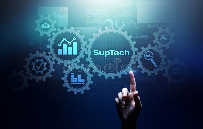 Vorgeschriebenes Technologie? berwachungskonzept Suptech Regtech auf virtuellem Schirm stockbild
