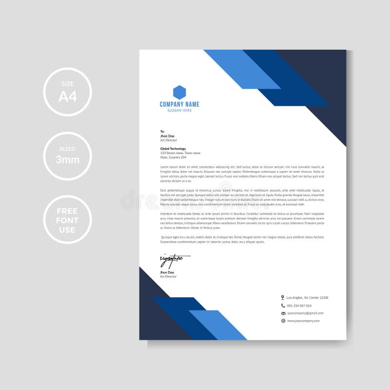 Professional blue letterhead graphic template. Professional blue letterhead graphic template