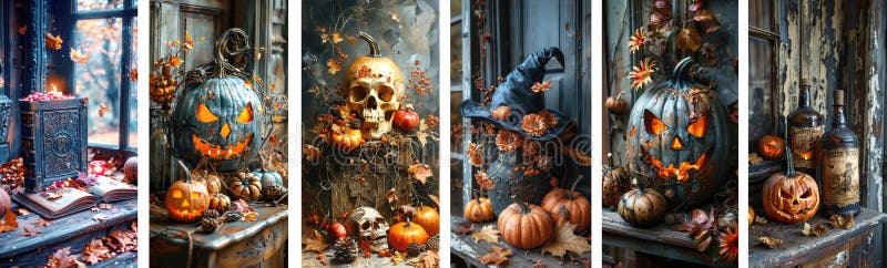 Vorlagen mit vertikalem Hintergrund mit halloween still life lizenzfreies stockfoto