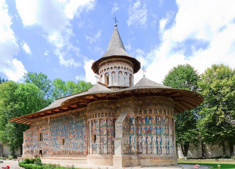Voronet Monastery in Romania. Built in 1488 in only 4 and a half months, which was a record for that time. Now it is a UNESCO World Heritage. Voronet Monastery in Romania. Built in 1488 in only 4 and a half months, which was a record for that time. Now it is a UNESCO World Heritage