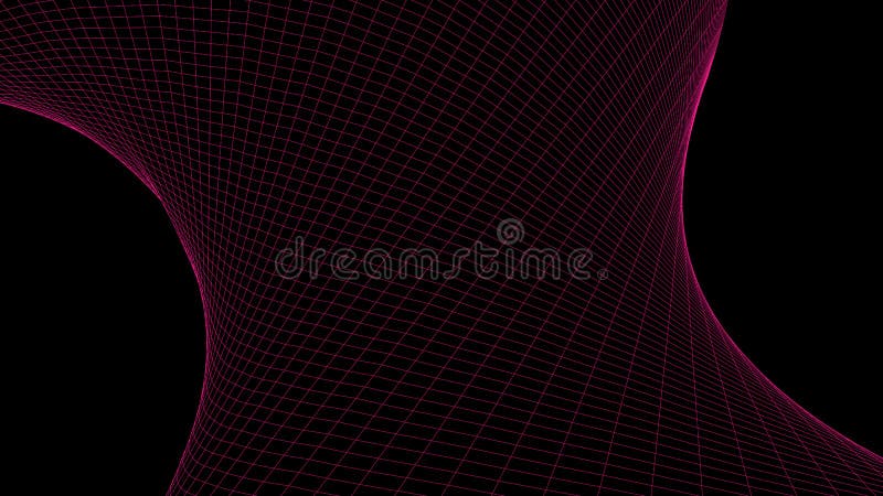 Vortex. Vector perspective curved grid. Wireframe abstract tunnel. 3D vector wormhole with a mesh structure stock photography