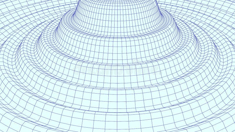 Vortex. Vector perspective curved grid. Wireframe abstract tunnel. 3D vector wormhole with a mesh structure royalty free stock photo