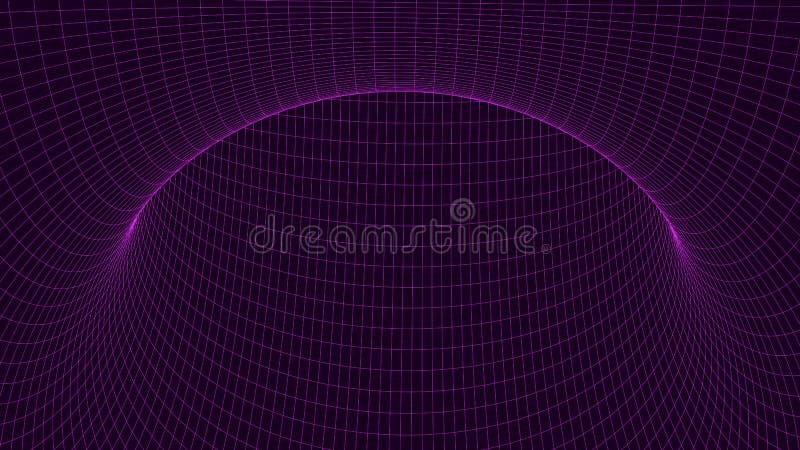 Vortex. Vector perspective curved grid. Wireframe abstract tunnel. 3D vector wormhole with a mesh structure stock illustration