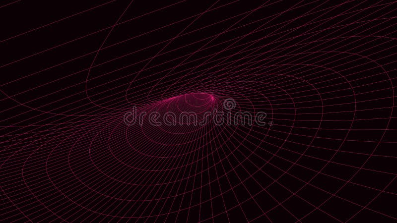 Vortex. Vector perspective curved grid. Wireframe abstract tunnel. 3D vector wormhole with a mesh structure stock illustration