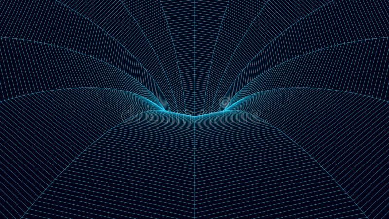 Vortex. Vector perspective curved grid. Wireframe abstract tunnel. 3D vector wormhole with a mesh structure vector illustration