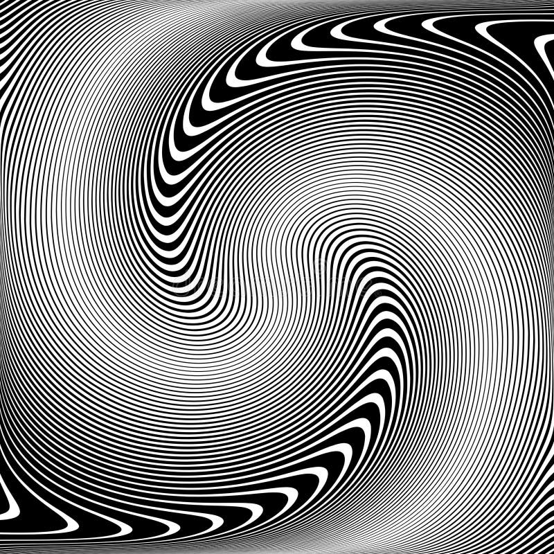 Vortex Whirl Movement Op Art Design Abstract Textured Black and White