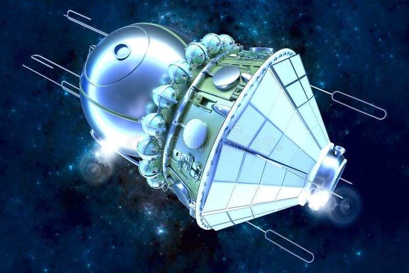 The Vostok Spacecraft Orbits the Earth. Man`s First Flight in Low Earth Orbit. Inside the Capsule Was Cosmonaut Yuri Gagarin. Stock Illustration - Illustration of render, cosmonaut: 215833045