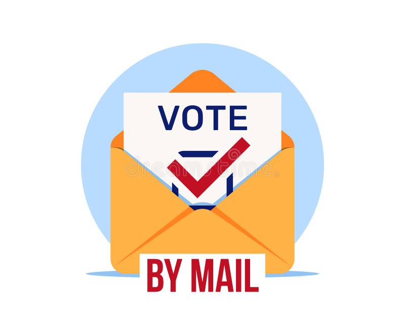 Votar por correo, icono vector Voto a distancia Sobre abierto con cédula de votación