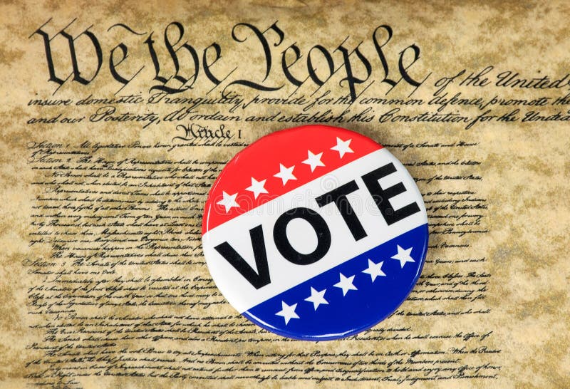 Vote Button On U.S. Constitution