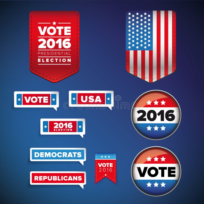 Vote and presidential election set vector illustration