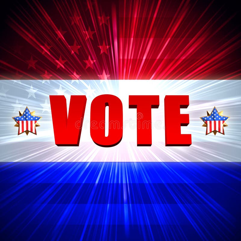 Vote with shining american flag and stars royalty free illustration