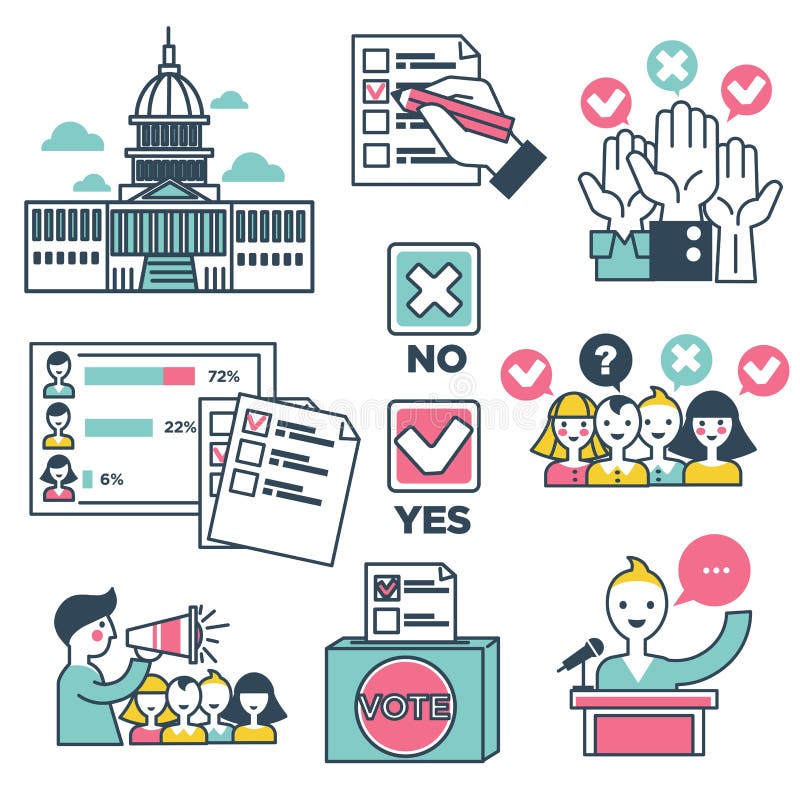 Vote and voting elections people vector icons royalty free illustration Vote and voting elections people vector icons royalty free illustration