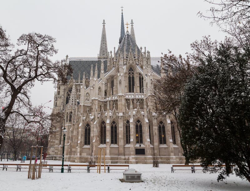 Votice Church in Vienna in the Winter with Snow