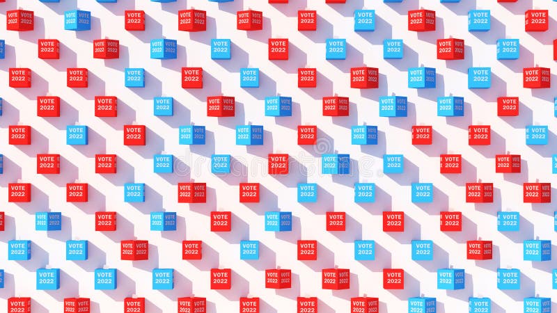 Voto in bianco e rosso - scheda elettorale 2022 elezioni di metà mandato - fondo USA democrazia modello scheda elettorale illustrazione di stock
