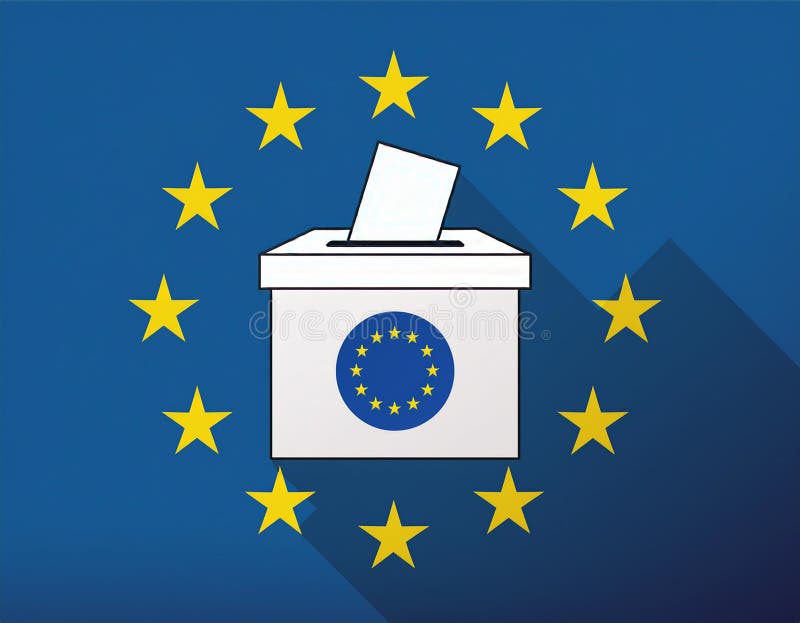 Voto elettorale UE bandiera dell'unione europea stelle gialle e blu cittadini dell'Europa votare Parlamento royalty illustrazione gratis