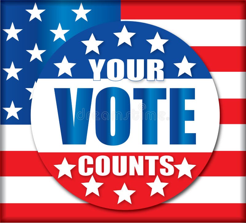 Votre vote compte le bouton des Etats-Unis de drapeau américain illustration libre de droits Votre vote compte le bouton des Etats-Unis de drapeau américain illustration libre de droits