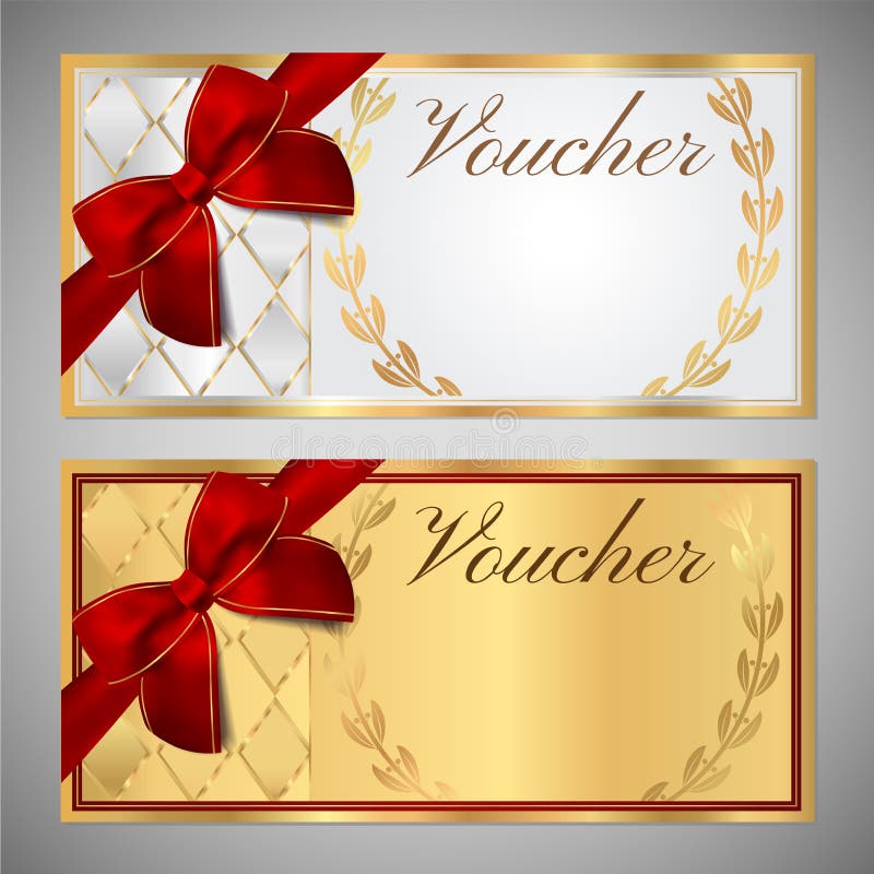 voucher gift certificate coupon template with red bow free cheque template