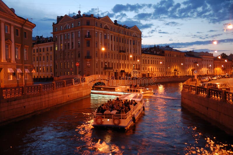 Night St. Petersburg canal trip. Night St. Petersburg canal trip