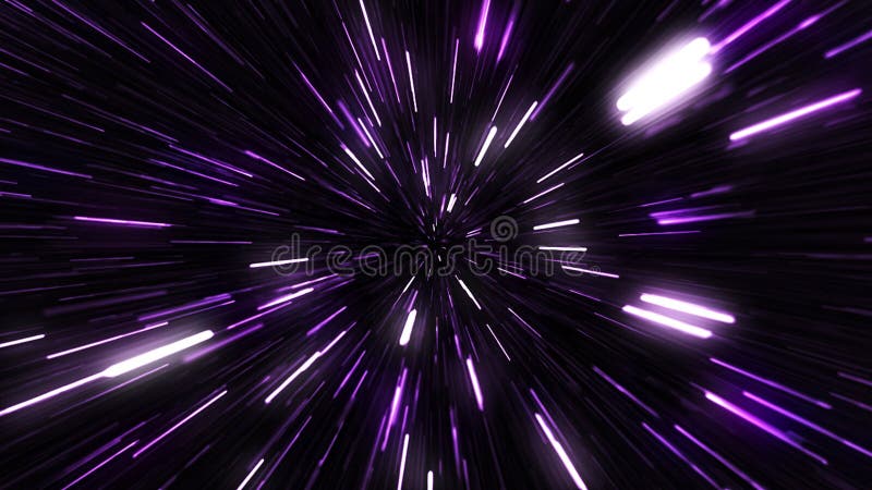 Voyage hyperespace à grande vitesse à travers les étoiles et tunnel cosmique avec des pistes lumineuses futuriste voyage d'animati illustration libre de droits