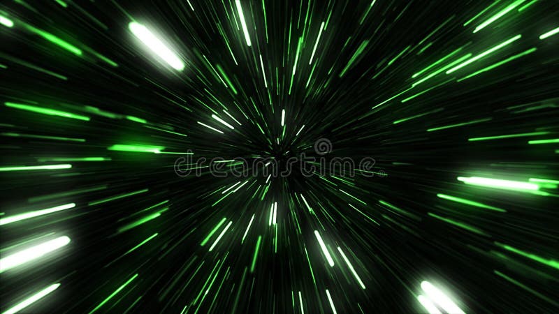 Voyage hyperespace à grande vitesse à travers les étoiles et tunnel cosmique avec des pistes lumineuses futuriste voyage d'animati illustration libre de droits