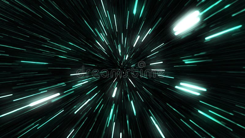 Voyage hyperespace à grande vitesse à travers les étoiles et tunnel cosmique avec des pistes lumineuses futuriste voyage d'animati illustration libre de droits