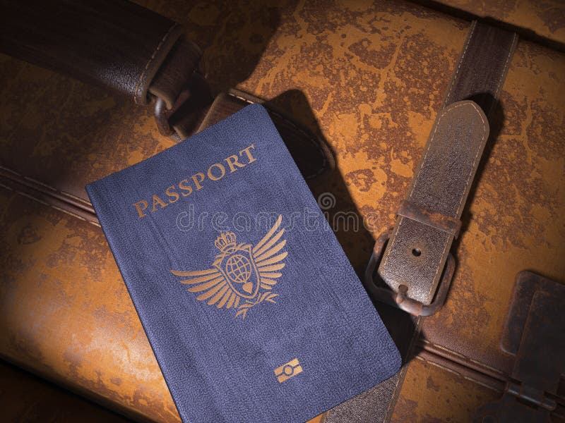A Generic Passport on an old suitcase. An international voyage. A Generic Passport on an old suitcase. An international voyage.