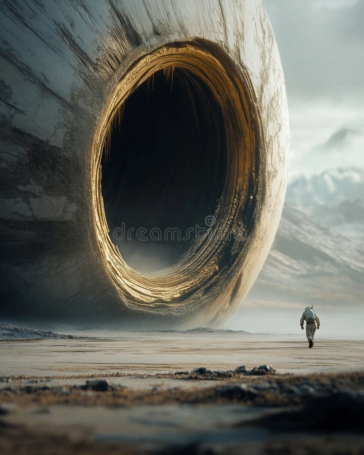 Voyager à travers un paysage insolite : astronautes solitaires illustration stock