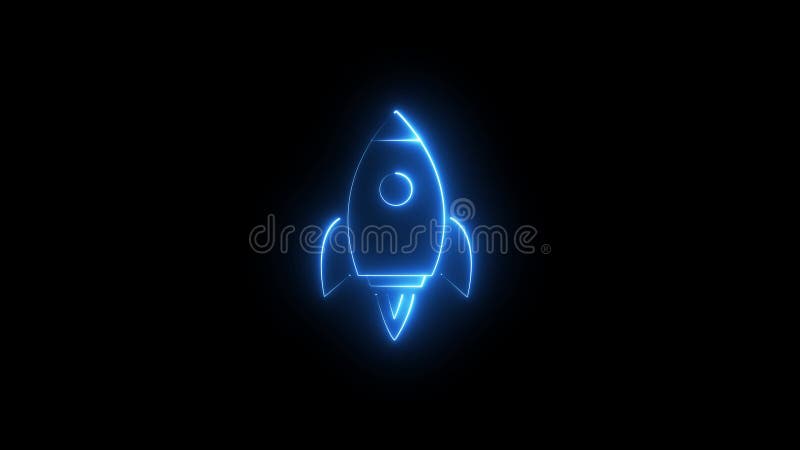 Voyant Neon signe vaisseau spatial fusée. illustration stock