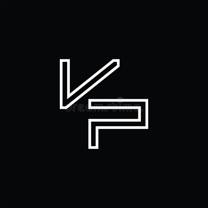 Vp-logotypmonogram med linjeformatmall stock illustrationer