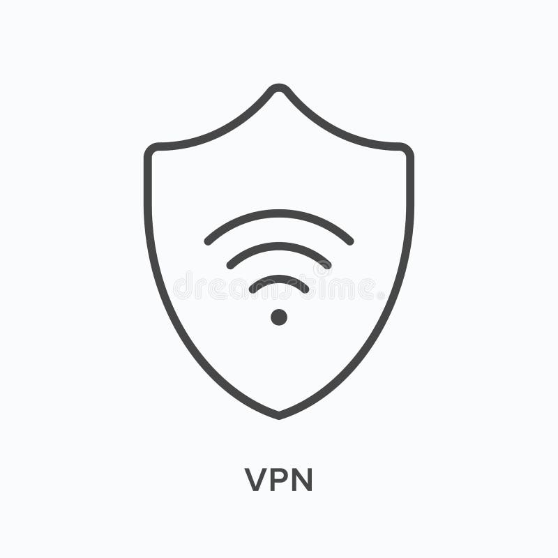 VPB-Symbol. Vektor-Darstellung der WLAN-Technik und des Schildes. Schwarz-Dünnlinepiktogramm für die Cybersicherheit lizenzfreie abbildung