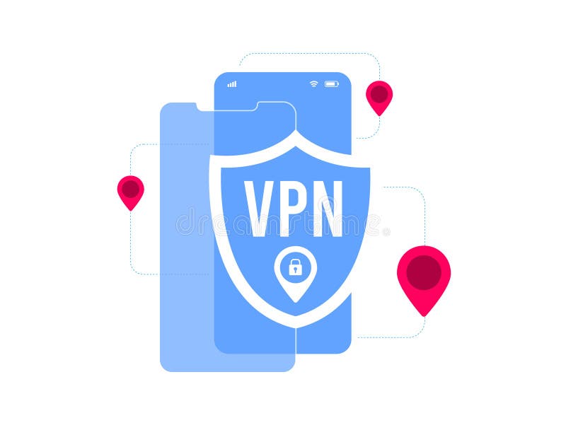 VPN App - virtual private network application concept. Privacy Data Encryption and Internet Security Software Service stock illustration