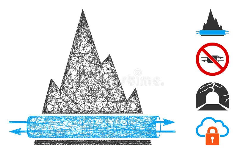 VPN Tunnel Vector Mesh 2D Model And Triangle Mosaic Icon Stock Vector