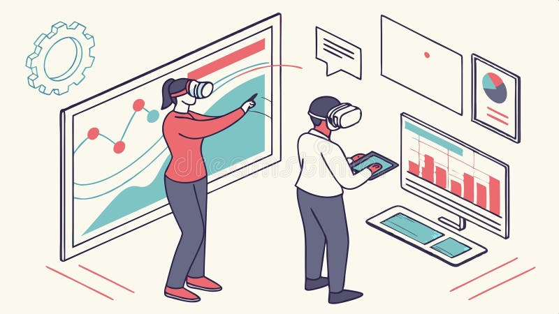 VR and AR technology in business presentation scene vector design Generative AI vector illustration