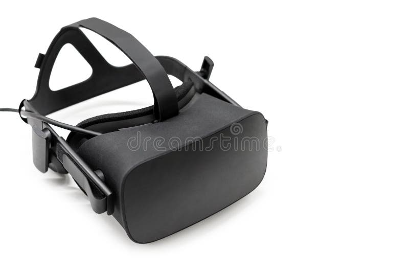 VR de virtuele werkelijkheidshoofdtelefoon zette half witte achtergrond aan Gokken toekomstig apparaat, virtuele werkelijkheidsgl