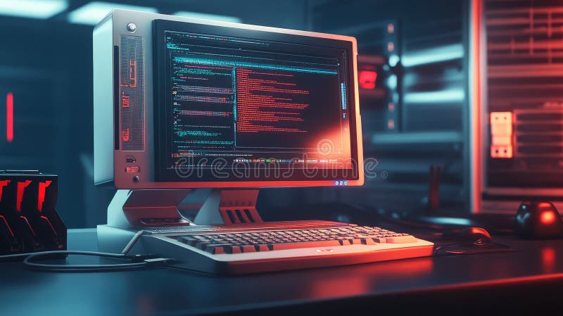 Vr emerging desktop computer stock illustration