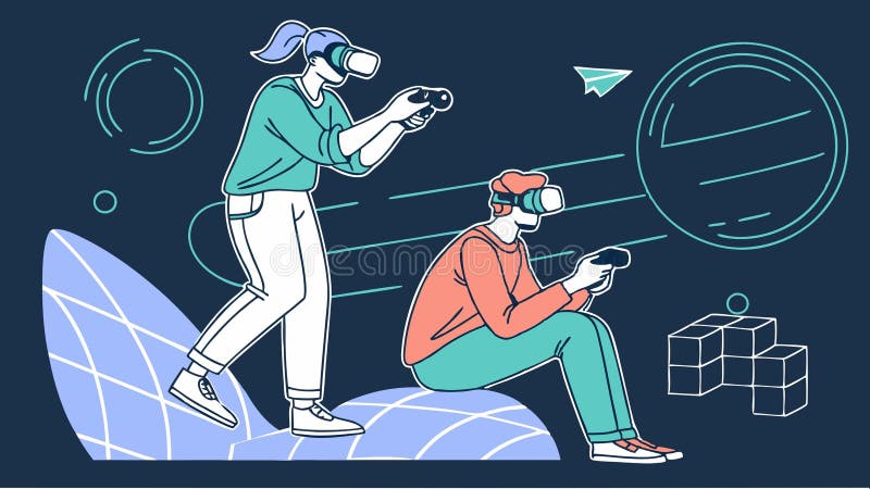 VR esperienza di gioco intrattenimento di realtà virtuale in progettazione vettoriale Concezione VettoreGenerative AI illustrazione di stock