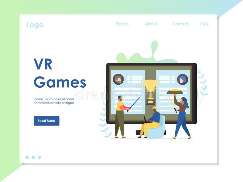 spray Menda City announcer VR Games Vector Website Landing Page Design Template Stock Vector -  Illustration of headset, glasses: 149492118