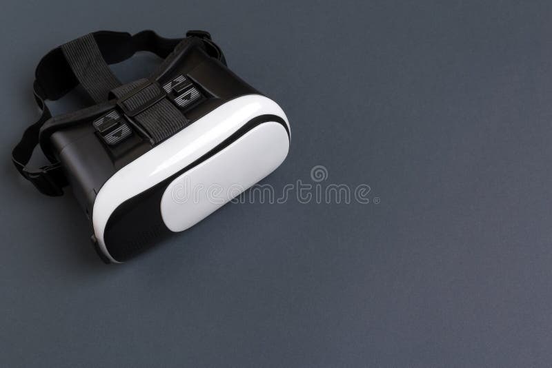 VR Glasses, Virtual Reality Headset, Top View, on Gray Stock Photo