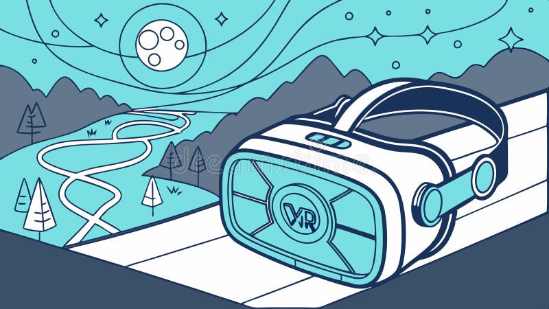 VR headset and cityscape virtual reality and digital world illustration vector design Generative AI royalty free illustration