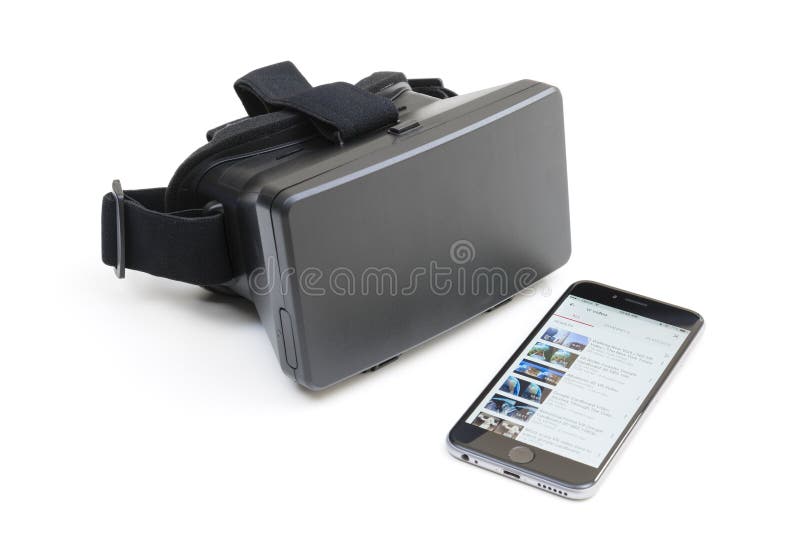 VR Headset and Running YouTube App Photography - Image of closeup: 71545102